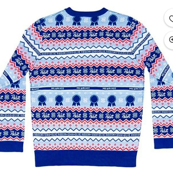 Pabst Blue Ribbon "PBR" Fair Isle Ugly Christmas Sweater Size Medium - Picture 5 of 8